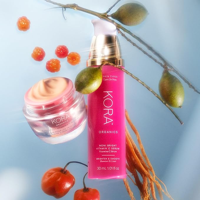 KORA Organics Berry Bright Firming Vitamin C Eye Cream, Hydrate & Strengthen, Certified Organic, Cruelty Free, Refillable, 0.50 fl oz