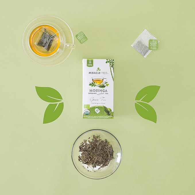 Miracle Tree - 3 Count of Organic Moringa Superfood Tea, 25 Individually Sealed Tea Bags, Green Tea (Keto, Detox, Energy/Immunity Booster, Vegan, Gluten-Free, Organic, Non-GMO, Decaffeinated)