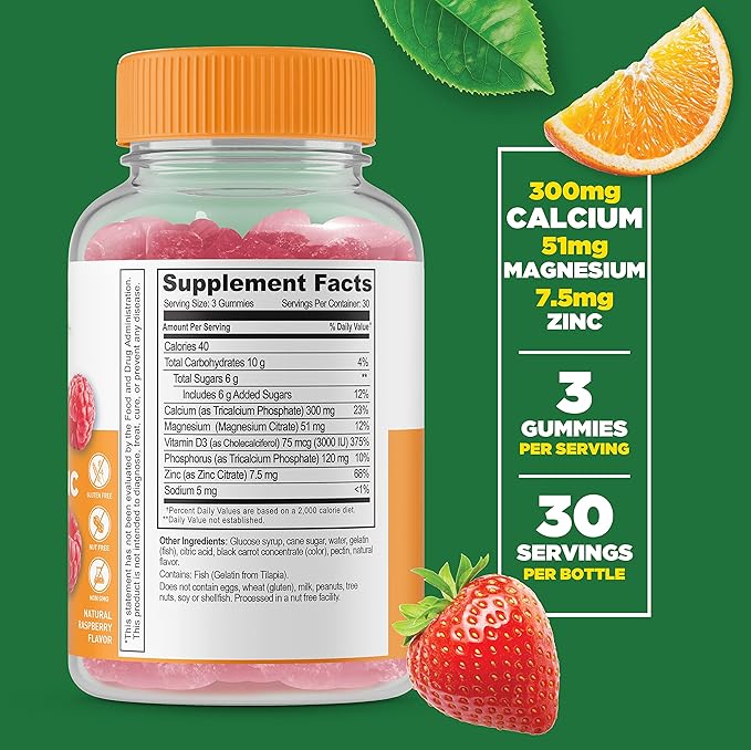 Lifeable Collagen & Biotin + Calcium, Magnesium, Zinc & Vitamin D, Gummies Bundle - Great Tasting, Vitamin Supplement, Gluten Free, GMO Free, Chewable Gummy