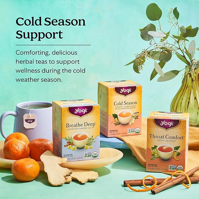 Yogi Tea Breathe Deep Tea - 16 Tea Bags per Pack (6 Packs) - Organic Respiratory Tea - Supports Respiratory Health - Includes Licorice Root, Eucalyptus Leaf, Ginger Root & Cinnamon Bark