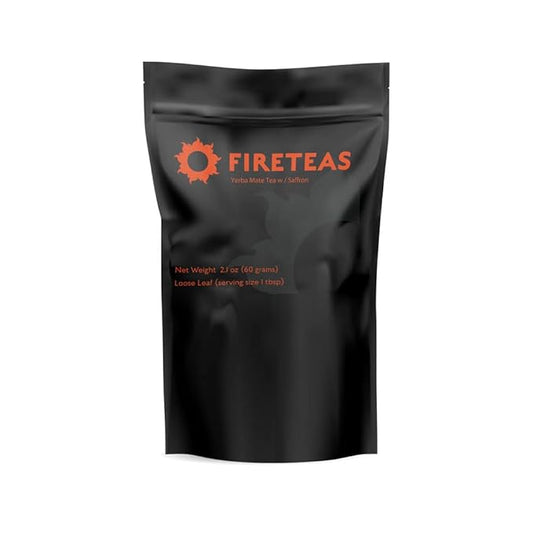 FIRE TEAS Yerba Mate Tea with Saffron threads - Loose Leaf, Caffeinated, Smooth Tasting -