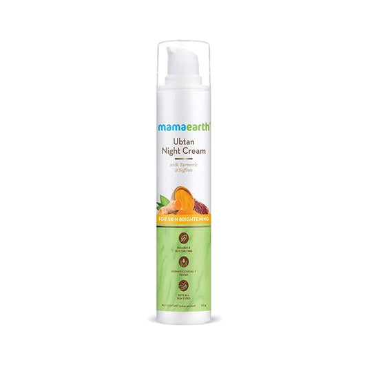 MAMAEARTH Ubtan Night Cream with Saffron & Turmeric | Revives Dull, Damaged Skin & Restores Natural Glow | Overnight Restorative & Non-Greasy Formula | 1.76 Oz/50g