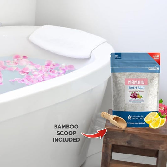 Postpartum Sitz Bath Soak 128 Ounces (8 Lbs) Bulk Bag Postpartum Care for New Moms Bath Salt with Essential Oils in Easy Press Lock BPA Free Pouch Made with Natural Ingredients Made in USA