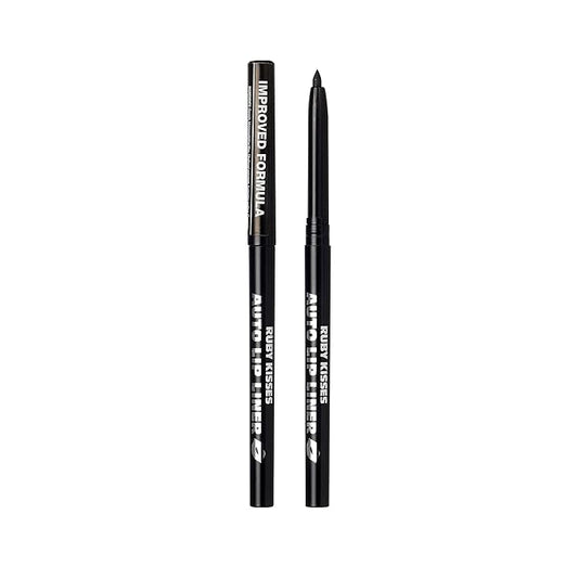 Ruby Kisses Auto Lip Liner Pencil (Black 3 Pack), Long Lasting & Non-Fading, Smooth Application, Non-Feathering with Rich Pigmented Color, No Sharpener Needed, Ideal for Full Lips Look