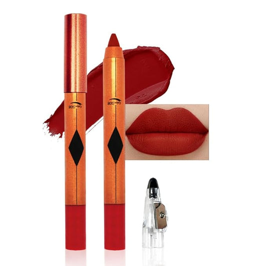 Wine Red Lip Liner Pencil, Smooth Matte Lipstick Crayon with Lip Pencil Sharpener for Women, Velvet Smudge Proof Smudgeproof Waterproof No Transfer Makeup Forever Lipliner 508#