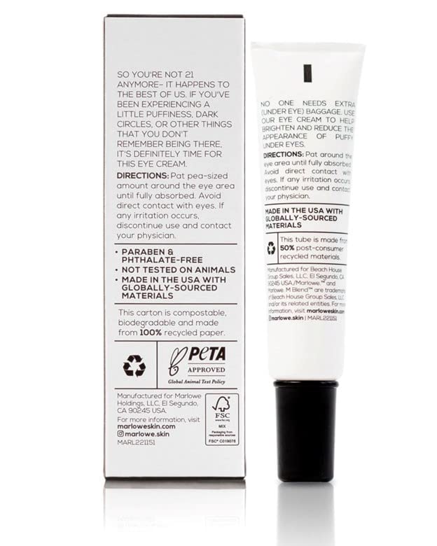 No. 127 Mens Eye Cream with Vitamin C, Caffeine and Moisturizing Squalane for Puffiness, Wrinkles & Dark Circles, Targeted Under Eye Skin Care, 0.5 FL Oz