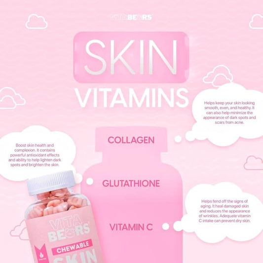 Vitabears Skin Vitamins Type 1 & 3 Collagen Peptides - 60 Gummies