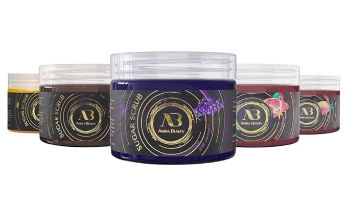 Amira Beauty Lemon Sugar Body Scrub Exfoliating Ultra Hydrating Moisturizing Scrub - Fights Cellulite & Stretch Marks (14oz)