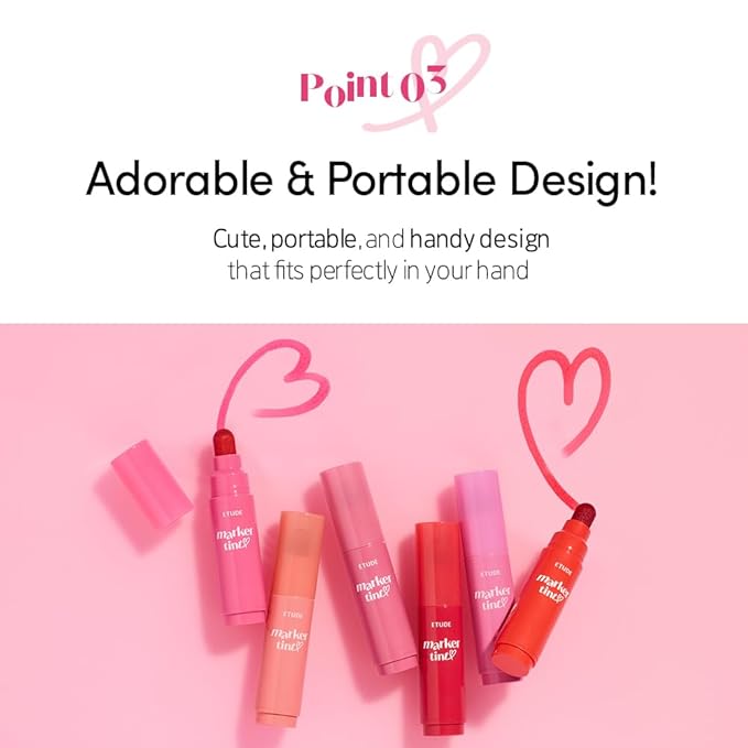 ETUDE Dear Darling Marker Tint #6 Grape Soda (5g) | Hydrating & Long Lasting Lip Stain | High Pigmented Lip Maker with Easy Drawing Tip | Korean Daily Lip Tint, Korean Makeup, Kbeauty