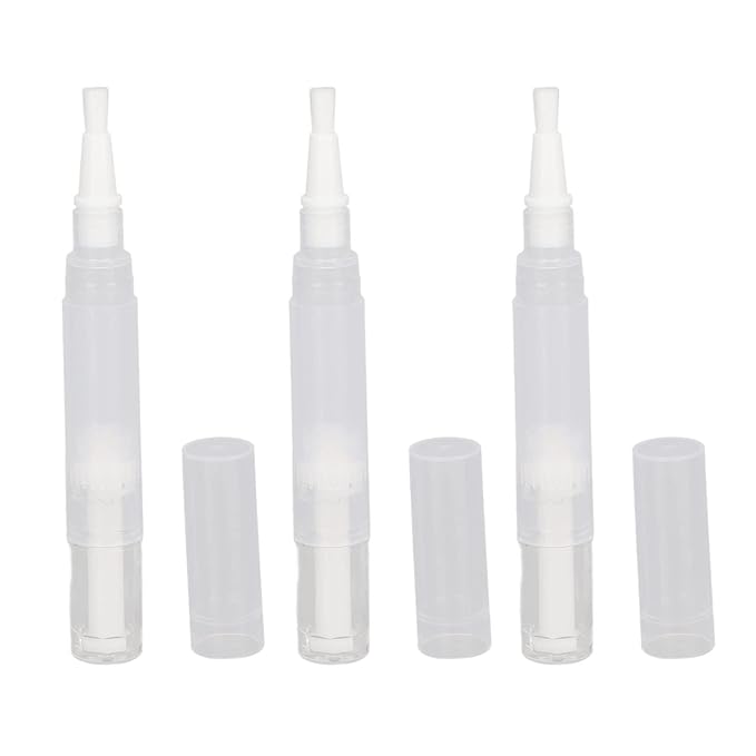 3 PCS Transparent Twist Pens, 4.5ml Rotating Reusable Cuticle Oil Pen Nail Oil Container Applicator with Brush Tip for Skin Care Nail Care Home Travel