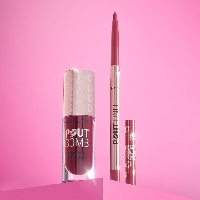 Revolution Beauty, Pout Bomb Plumping Lip Liner, Long Lasting Lip Shaper with Hyaluronic Acid & Vitamin E, Vegan & Cruelty-Free, Cool Deep Nude