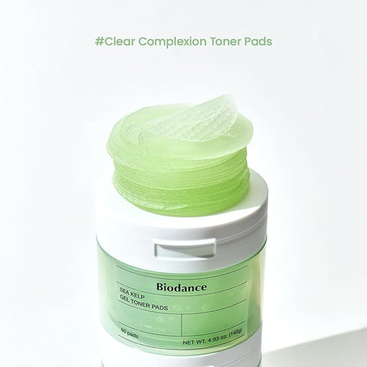 Biodance Sea Kelp Gel Toner Pads, Calming & Soothing for Sensitive Skin, Oil & Sebum Control, Blemish Care, Gentle Exfoliating Korean Toner Pads, 4.93 fl.oz.(140g)*60Pads