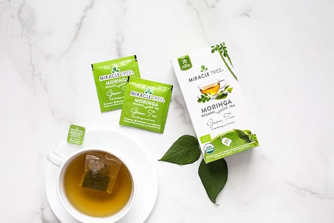 Miracle Tree - 3 Count of Organic Moringa Superfood Tea, 25 Individually Sealed Tea Bags, Green Tea (Keto, Detox, Energy/Immunity Booster, Vegan, Gluten-Free, Organic, Non-GMO, Decaffeinated)