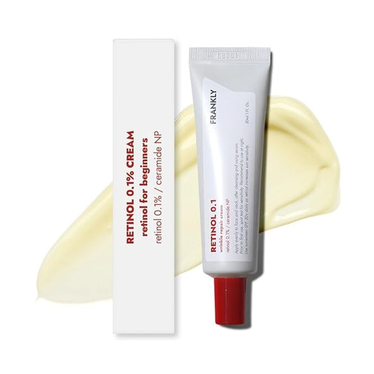 FRANKLY Retinol 0.1% Cream, 1.01 fl oz - Beginner Retinol | Night Cream | with Ceramides & Natural Ginseng | Anti-aging, Wrinkles Care, Reduces Congestion and hyperpigmentation | Korean Skin Care