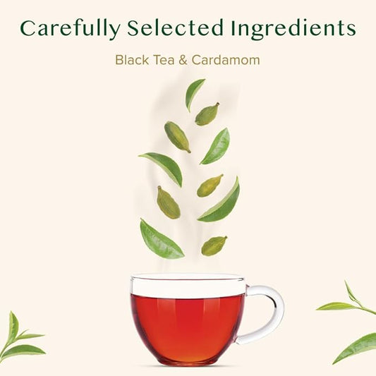 VAHDAM, Cardamom Masala Chai Tea Bags (100 Count) Non GMO, Gluten Free, No Artificial Flavor | Blended w/Exotic Spices | Chai Tea | Resealable Ziplock Pouch