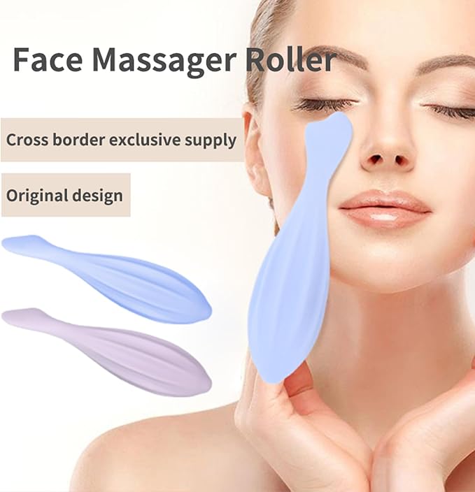 Face Roller Beauty Skin Care Tool - Massager for Eye, Neck, Body Relaxing - Fine Line Relief - Pink Silicone