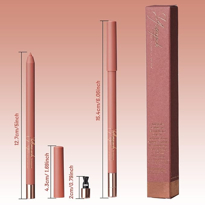 Light Brown Lip Liner Pencil, Automatic Natural Lipliner with Sharpener, Long Lasting Lip Filler Pen for Lip Contour,Waterproof, Highly Pigmented, Iconic Nude