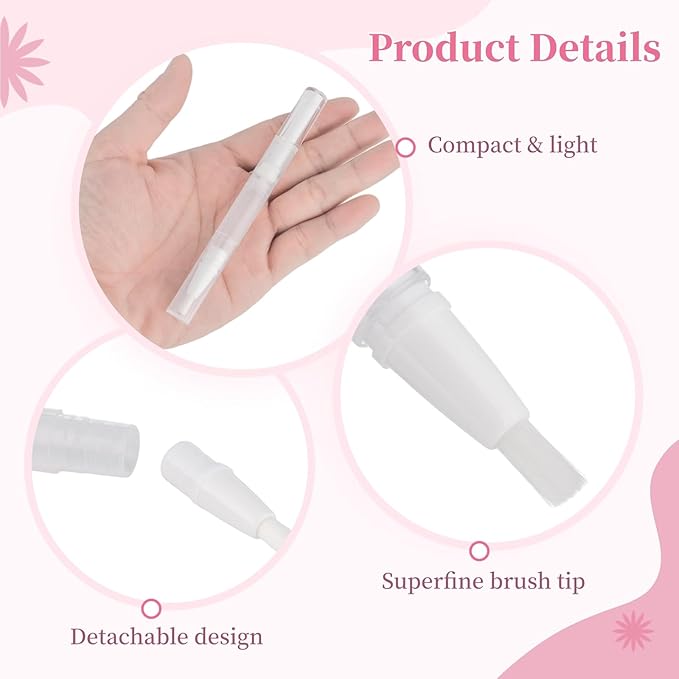 Homaisson 100 Pack 3ml Transparent Twist Pen with Stickers, Empty Cuticle Oil Pen Refillable Nail Oil Pens with Brush Tip, Empty Cosmetic Lip Gloss Tubes, Clear Eyelash Growth Liquid Containers