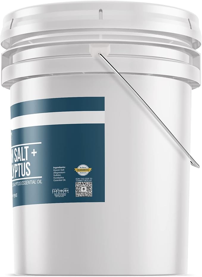 Earthborn Elements Eucalyptus Epsom Salt, Lavender Epsom Salt, & Epsom Salt Bundle (5 Gallons Each), Bulk Sizes, Pure & Undiluted, Soak & Clean