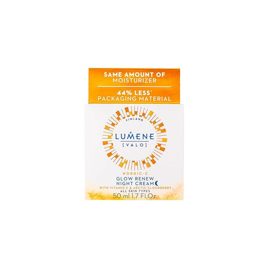 Lumene Nordic-C [Valo] Glow Renew Night Cream - Revitalizing Facial Moisturizer with Arctic Cloudberry, Hyaluronic Acid and Vitamin C - Radiance-Boosting Vegan Skin Care (1.7 oz)
