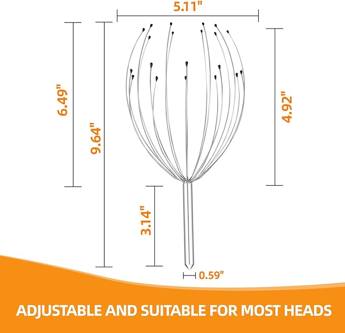 YEZY Head Massager 20 Fingers Head Scratcher Scalp Massager, Back Scratcher, Stocking Stuffers for Scalp Massage Back Massage 2 Pack (Silvery)