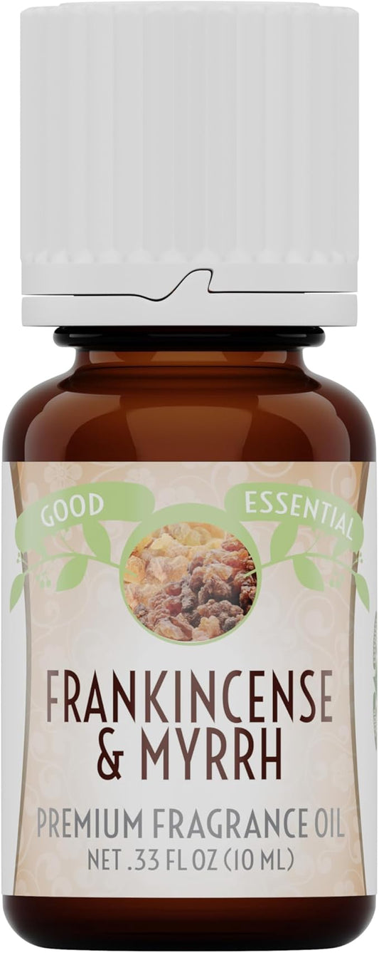 Good Essential Professional Frankincense & Myrrh Fragrance Oil, 10 ml (0.33 fl oz), Aromatherapy Scent for Candles, Soaps, Diffuser, Perfume - Frankincense & Myrrh Blend