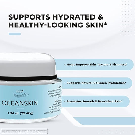 OceanSkin – Marine-Based Hydrating Face Cream with Pseudoalteromonas Ferment Extract – Lightweight & Nourishing – Non-GMO, GMP Certified, Made in USA, 3 Month Supply