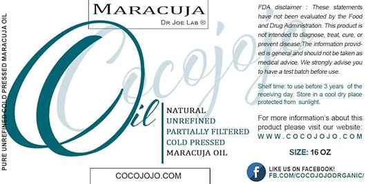 Dr Joe Lab Maracuja Oil - Pure, Unrefined, Partially Filtered, Cold Pressed, Non-GMO, Passion Fruit Seed Carrier Oil - 16 oz - for Skin, Hair, Nails, Body, Face & Beard