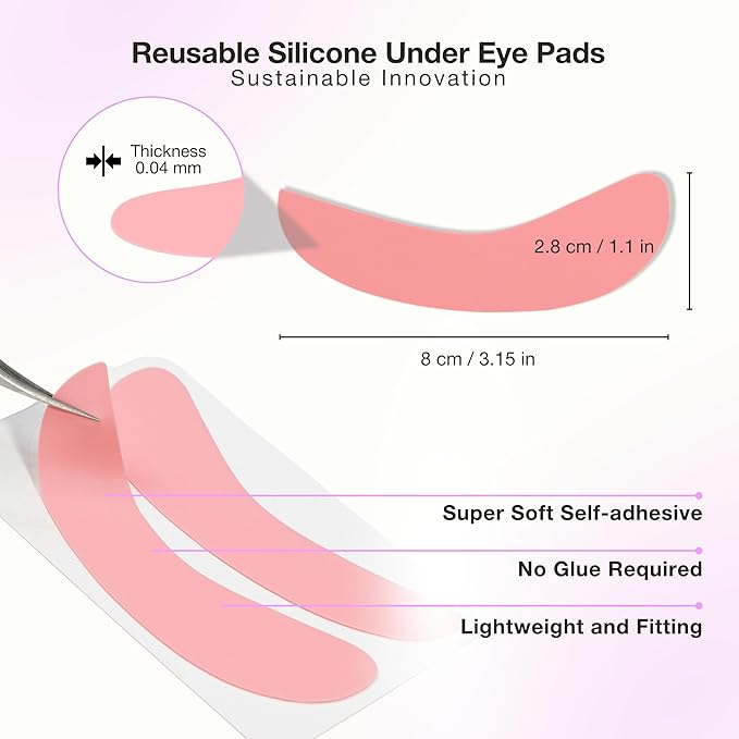 Curacoro Reusable Eye Pads, Silicone Under Eye Patches Lash Lift Cover Eyelash Extension | Soft Pads for Sensitive Skin during Eyelash Perm Lamination & Lash Extensions Remover (Black, Style 1)