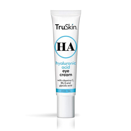 TruSkin Eye Cream for a Hydrated, Brighter-Looking Eye Area - Improve Appearance of Dark Circles & Puffiness - Hyaluronic Acid, Glycolic Acid, Vitamins C, B5, E - Under Eye Cream for Women, 0.5 fl oz
