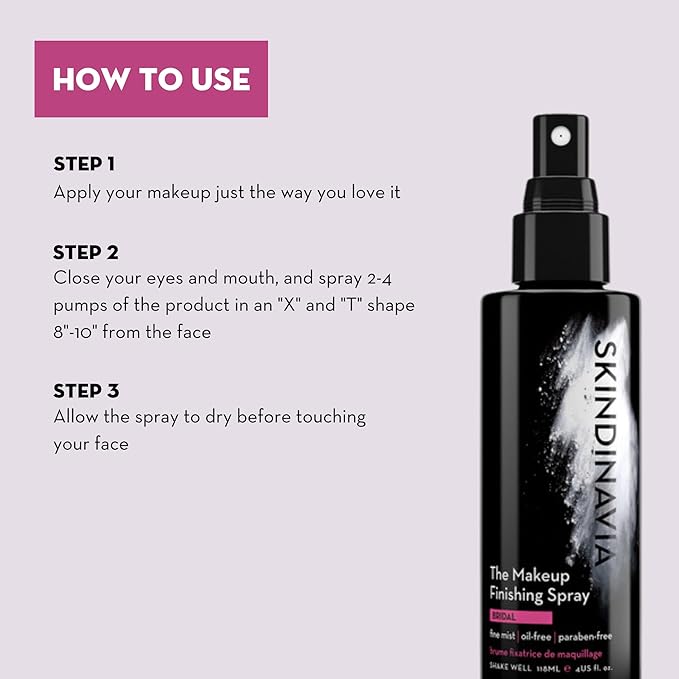 Skindinavia The Makeup Finishing Spray, Bridal Makeup Setting Spray, All-Day Wear, Long-Lasting Up to 16+ Hours, Heat-Resistant & Waterproof, Wedding Day, Bridal Shower Gift, 8.0 Oz
