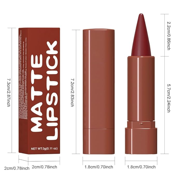Vivid Auburn Gradient Matte Lipstick Crayon Lip Liner pencil for Women, Flawless Contour Gradual Ombre Effect lip Pencil, Long Lasting Waterproof Smudge Proof Lipstick Pencil 07#