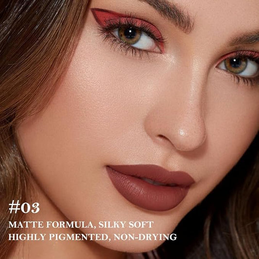 2Pcs Gradient Matte Lipstick Crayon Lip Liner pencil, Flawless Contour Gradual Ombre Effect lip Pencil, Lipstick for Women Long Lasting Waterproof Smudge Proof Lipstick Pencil 03#+08#