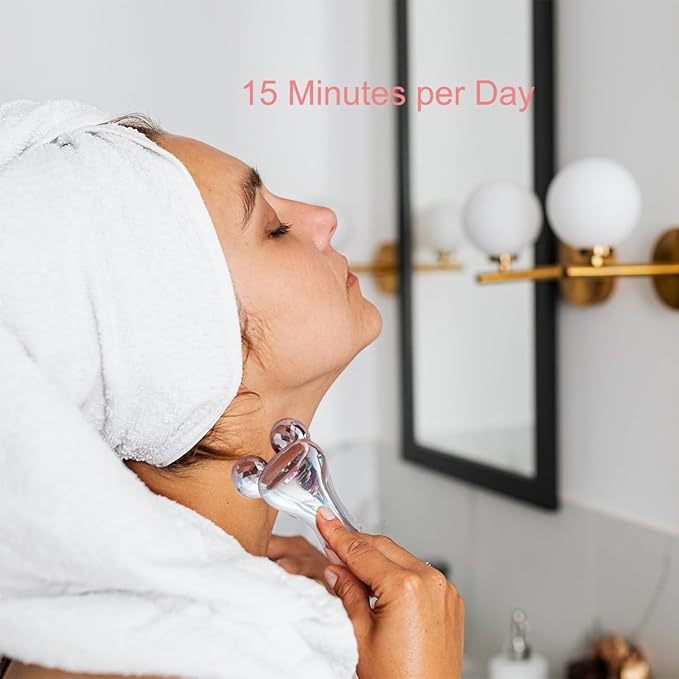 SLANGO 4D Facial Beauty Roller Massager – Double-Ball Neck Lifting Device with 12 Massage Modes & 5 Vibration Levels for Face & Body Sculpting (White)