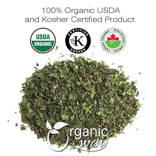 Organic Way Lemon Balm Leaf Whole (Melissa officinalis) - Herbal Tea | Organic & Kosher Certified | Vegan | Raw, Non GMO & Gluten Free | USDA Certified | Origin - Albania (1LBS / 16Oz)