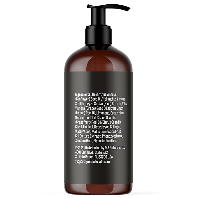 M3 Naturals Anti Cellulite Oil and Silicone Body Brush – Collagen and Stem Cell Skin Tightening Formula for Smoothing and Firming – 8 Fl Oz