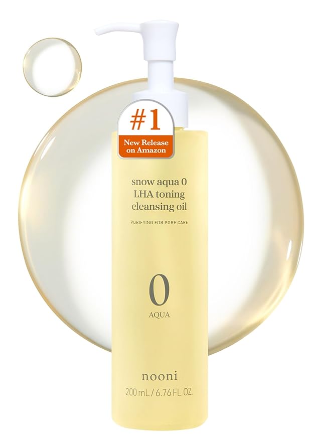NOONI Korean Vegan Appleseed Lip Oil Set - Applecherry & Appleplum + Korean Cleansing Oil - Snow Aqua 0 LHA Toning Pore Care Korean Facial Oil Cleanser, 6.76 fl.oz Bundle