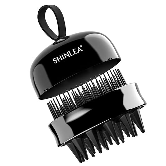 2 in 1 Scalp Massager Shampoo Brush with Soft Silicone Bristles for Hair Growth and Dandruff Removal, Hair Brush Head Massager Scalp Scrubber Exfoliator for Both Wet and Dry Use (Black)