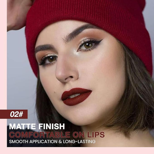 Silky Smooth Retractable Matte Lip Liner Pencil, Wine Red Lip Liner Long-Lasting Creamy Formula for Shaping & Sculpting Lips, Matte Velvet Pigmented Lip Liner Crayon Lipstick 02#