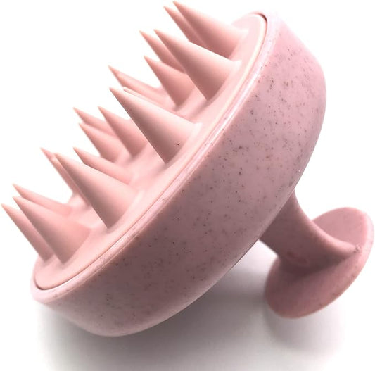Shampoo Massager Brush, Silicone Scalp Cleanser and Head Scrubber Round Brush for Shower and Hair Care (Pink)