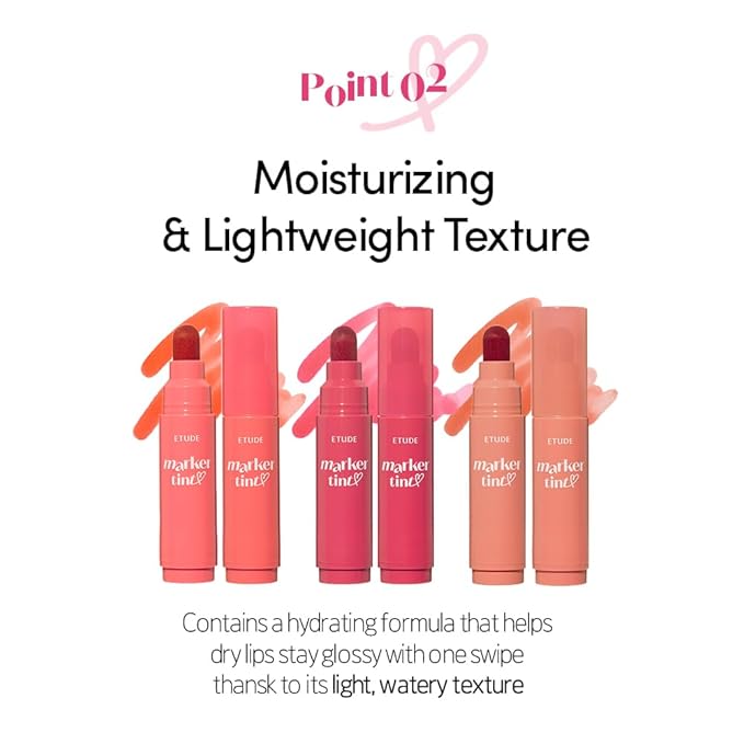 ETUDE Dear Darling Marker Tint #6 Grape Soda (5g) | Hydrating & Long Lasting Lip Stain | High Pigmented Lip Maker with Easy Drawing Tip | Korean Daily Lip Tint, Korean Makeup, Kbeauty