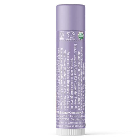 Badger Lavender Orange Classic Lip Balm, 100% Organic Balm, Long Lasting Lip Care w/Light Silky Texture, Uplifting Orange & Calming Lavender Lip Balm, 4 Pack