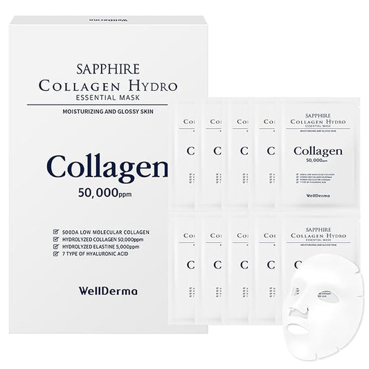 WELLDERMA 2 in 1 Gua Sha & face Roller Metal Tool & Collagen mask Set