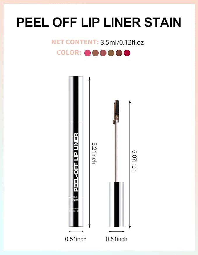 Erinde Peel Off Lip Liner Stain, Long Lasting Tattoo Lip Liner with Tweezer, Matte Finish Peel Off Lip Stain, Waterproof Transfer Proof Lip Stain Peel Off, Non-Stick Cup Nude Lip Stain Lipliner, 06