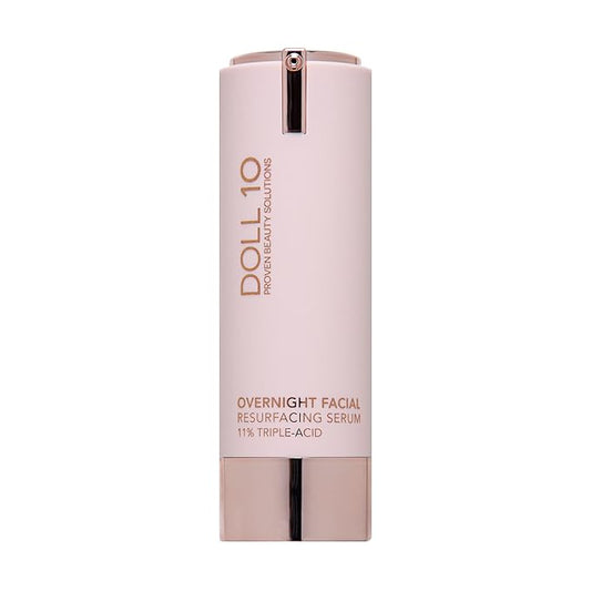 Doll 10 - Smooth Assist Overnight Facial 11% Triple-Acid Resurfacing Serum - Proven Overnight Transformation - Improves Skin Tone, Pores, Wrinkles & More - Vegan, Cruelty Free & No Parabens (1 oz)
