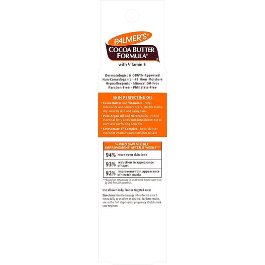 Palmer's Cocoa Butter Formula Skin Therapy Moisturizing Body Oil with Vitamin E & Pure Argan Oil, Deep Body Moisturizer for Dry, Damaged Skin, Scars or Stretch Marks, 2 Ounces
