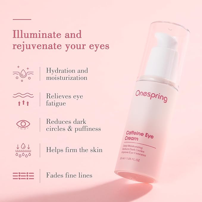 Eye Cream, Caffeine Eye Cream for Puffiness, Wrinkles, Fine Lines, Dark Circles Undereye Treatment for Women & Men, Daily Cream for Moisturizing and Hydrating, 1.05 Fl Oz