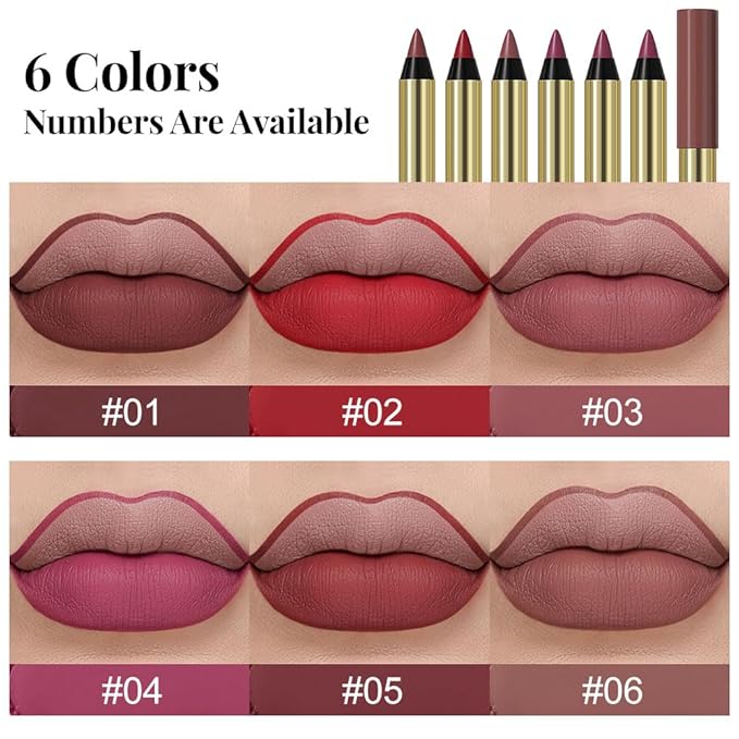 Light Brown Matte Lip Liner Pencil - Crayon Matte Lipstick Pencil, No Transfer, Smudgeproof & Waterproof, Sharpenable Lip Crayon for Women, Velvet Long-Lasting Lip Color 06#