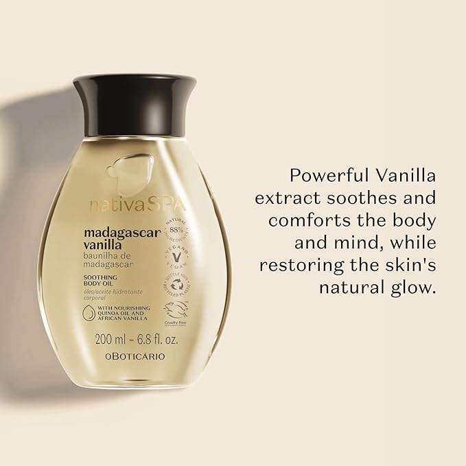 Nativa SPA by O Boticário, Madagascar Vanilla Body Oil, Fragranced Moisturizing Oil to Hydrate Skin, 6.8 Ounce