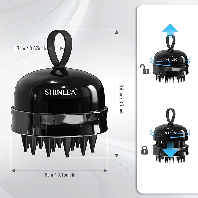 2 in 1 Scalp Massager Shampoo Brush with Soft Silicone Bristles for Hair Growth and Dandruff Removal, Hair Brush Head Massager Scalp Scrubber Exfoliator for Both Wet and Dry Use (Black)